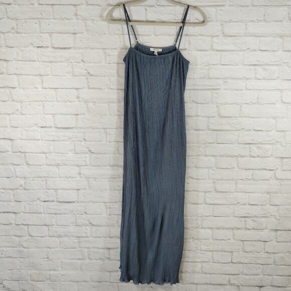 ME Madewell Women's Teapot Blue Goldie Plisse Tank Slip Midi Column Dress NWT 0 - Picture 6 of 11